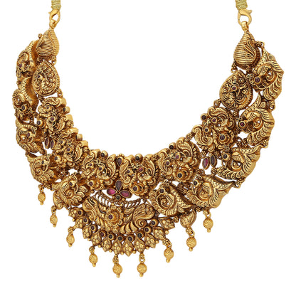 Serenade Peacock 925 Gold Plated Beads Cascade Necklace