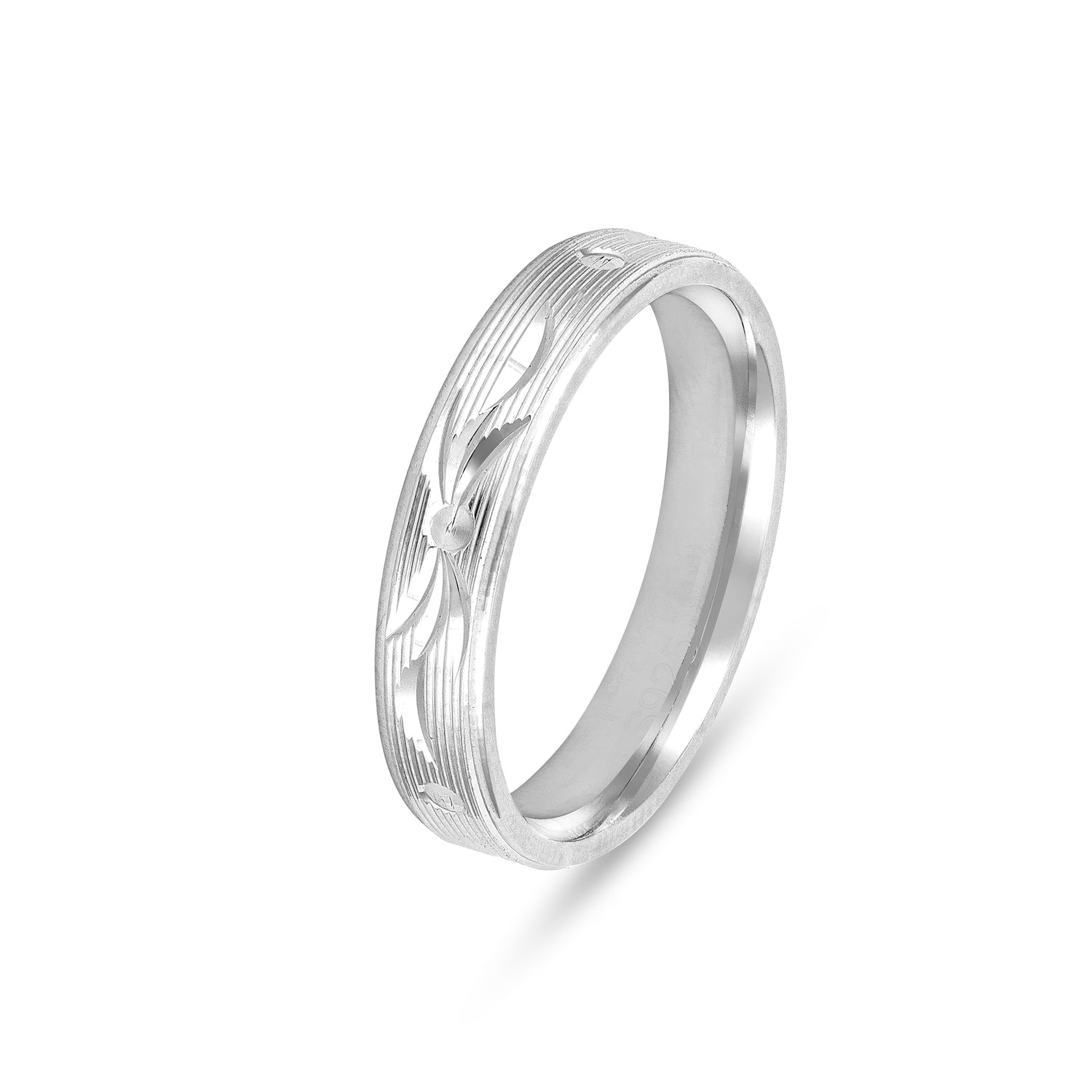 Serene Star Engraved 925 Sterling Silver Band Rings For Women