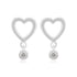 Serene Heart Rhodium Plated Solitaire Stone Drop Studs
