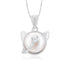 Serene Pearl Cat Rhodium Plated 925 Pendant 
