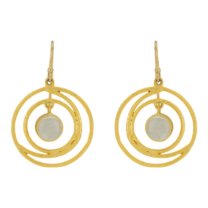 Serene Spiral 925 Moonstone Halo Earrings