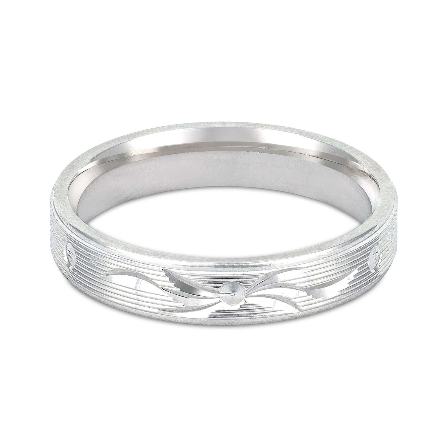 Serene Star Engraved 925 Sterling Silver Band Rings For Women