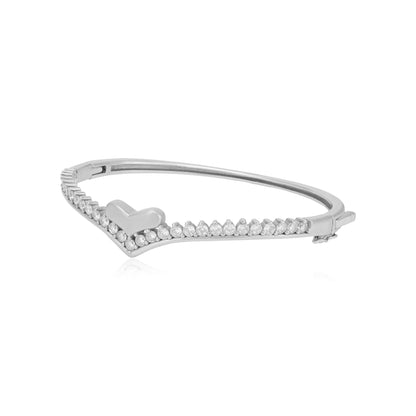 Sharp V Shaped Rhodium 925 Heart Centre Kada