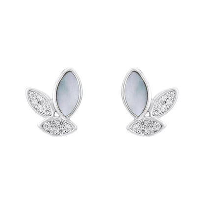 Shimmering Bow Glow 925 Sterling Silver Earrings for Women