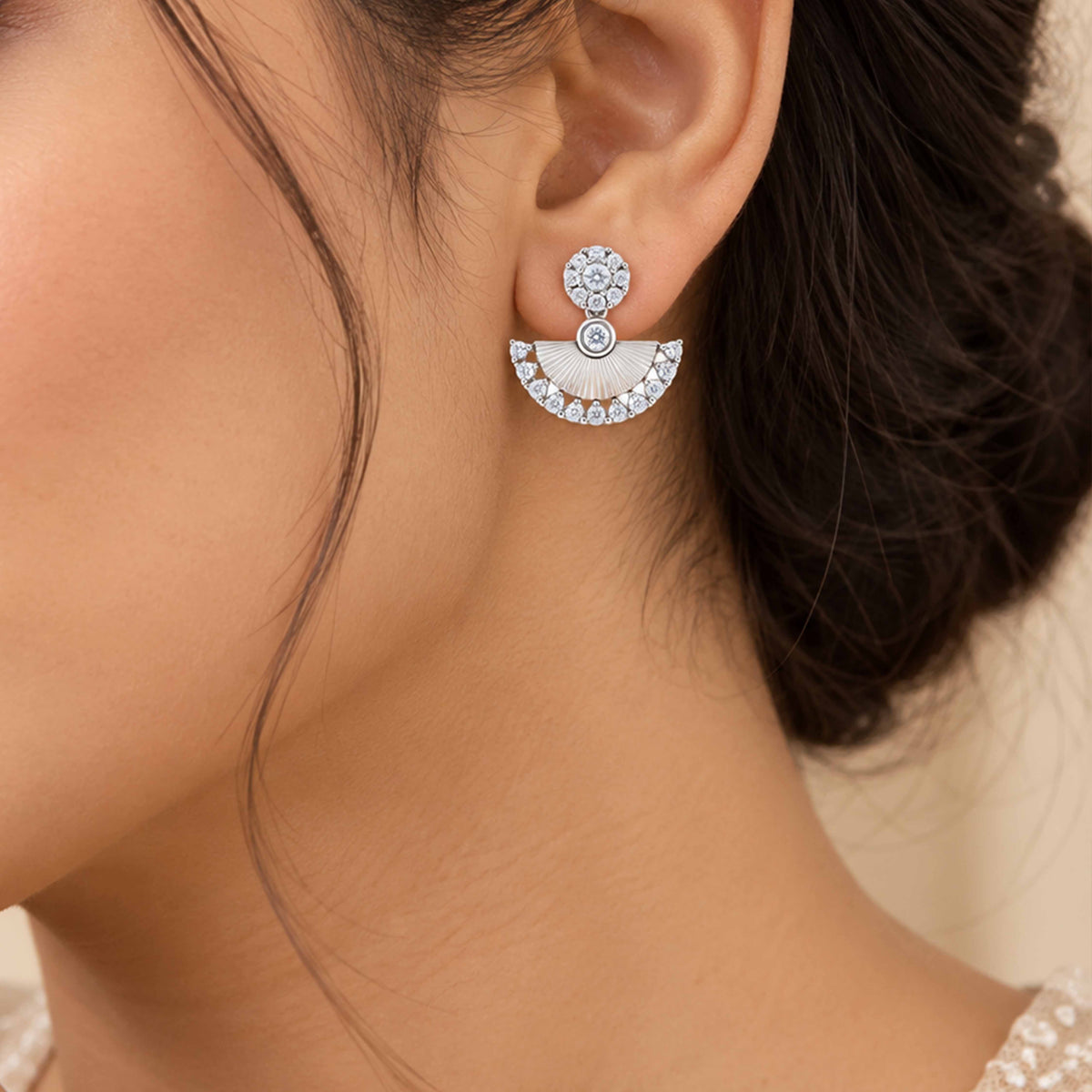 Shimmering Fan Jacket Sterling Silver Earri