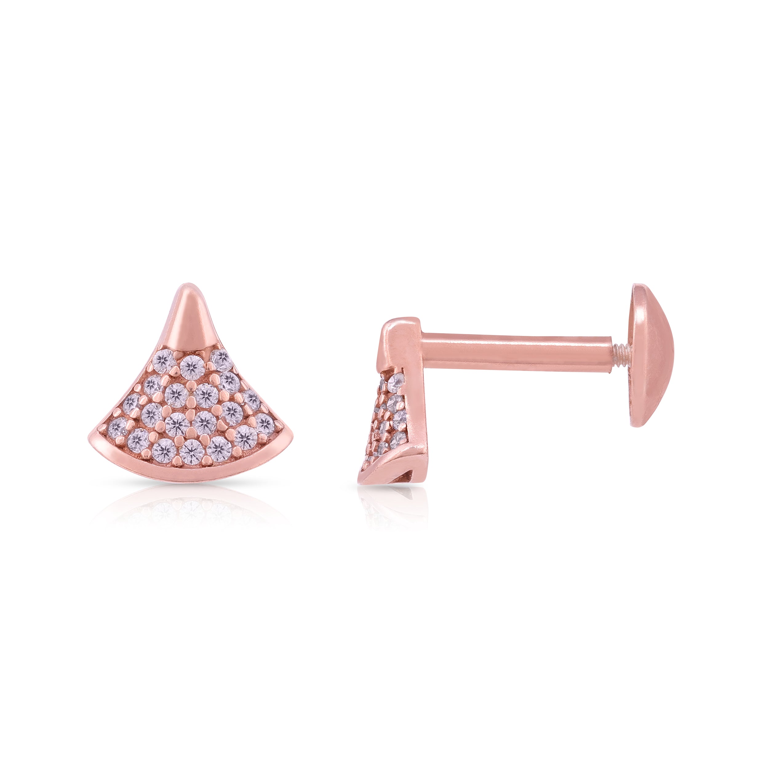 Shimmering Pavé Fan 925 Sterling Silver Earrings for Women