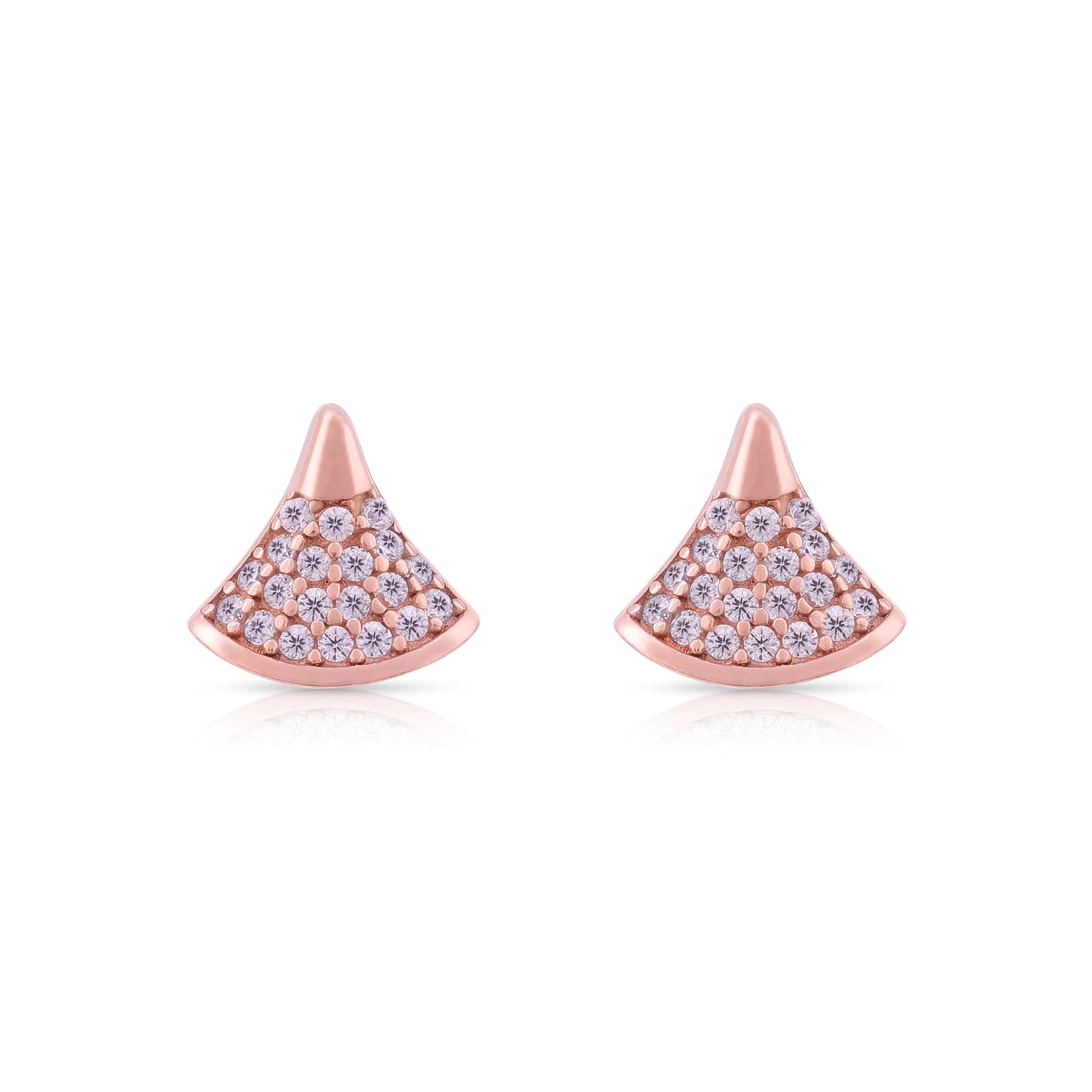 Shimmering Pavé Fan 925 Sterling Silver Earrings for Women
