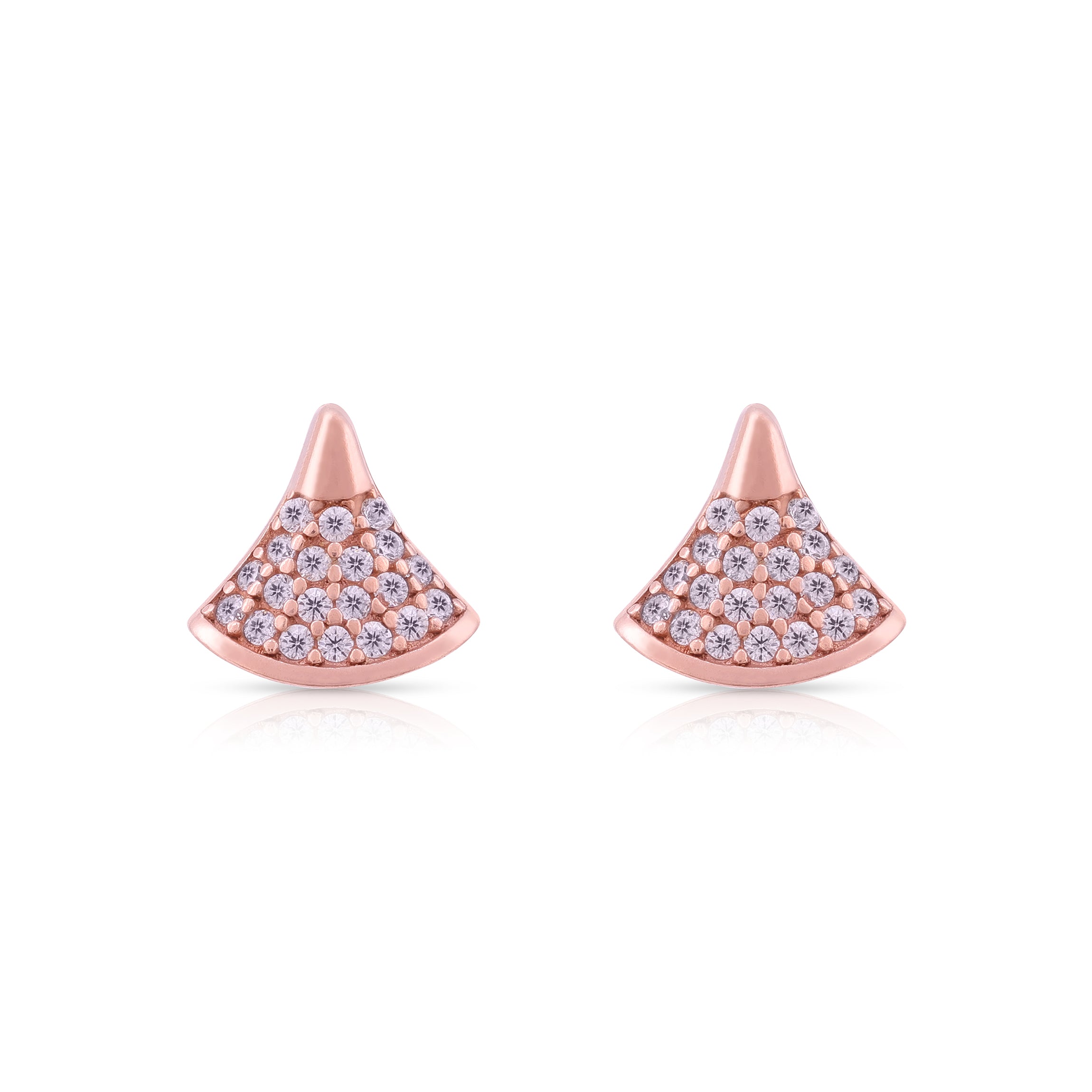 Shimmering Pavé Fan 925 Sterling Silver Earrings for Women