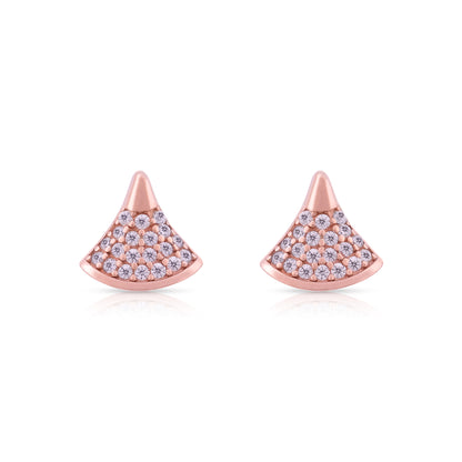 Shimmering Pavé Fan 925 Sterling Silver Earrings for Women