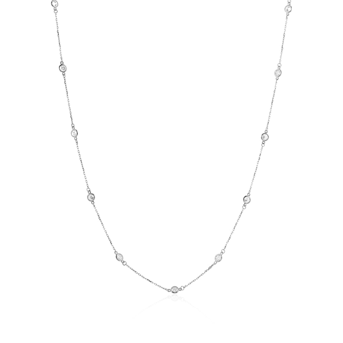 Shimmering Bezel-Set Sparkle 925 Sterling Silver Chain for Women