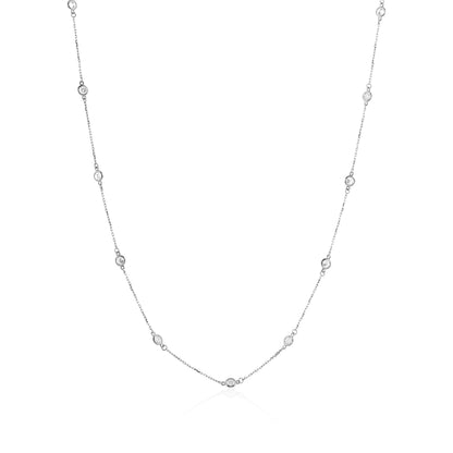 Shimmering Bezel-Set Sparkle 925 Sterling Silver Chain for Women
