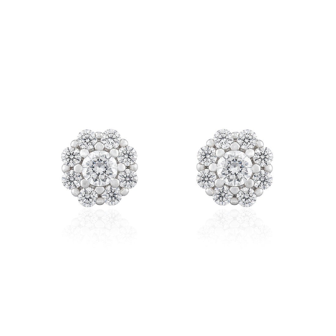 Shimmering Bloom Cluster 925 Sterling Silver Stud for Women