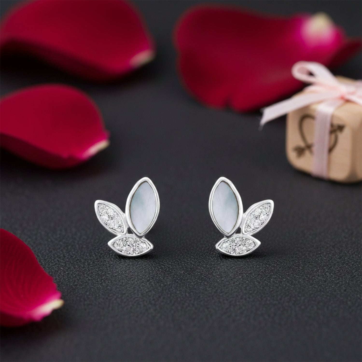 Shimmering Bow Glow 925 Sterling Silver Earrings for Women
