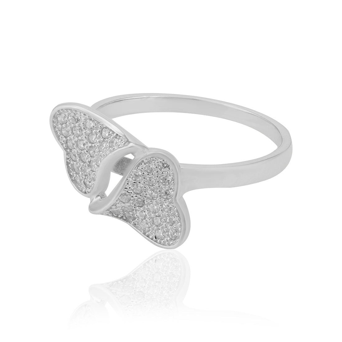 Shimmering Dual Heart Rhodium Ring