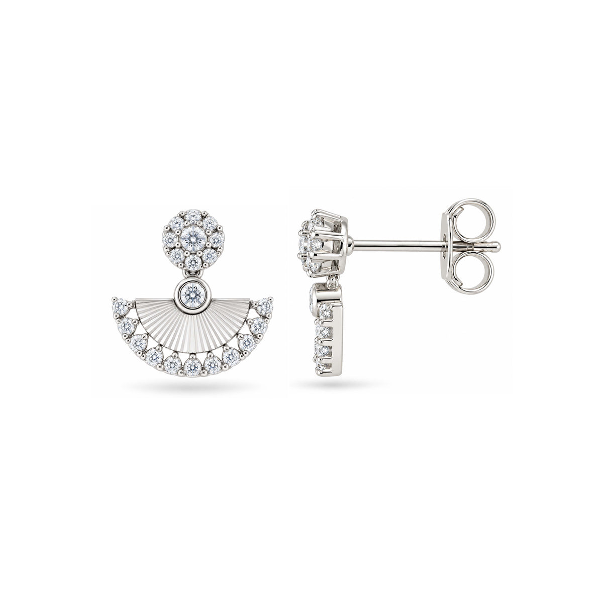 Shimmering Fan Jacket Sterling Silver Earri