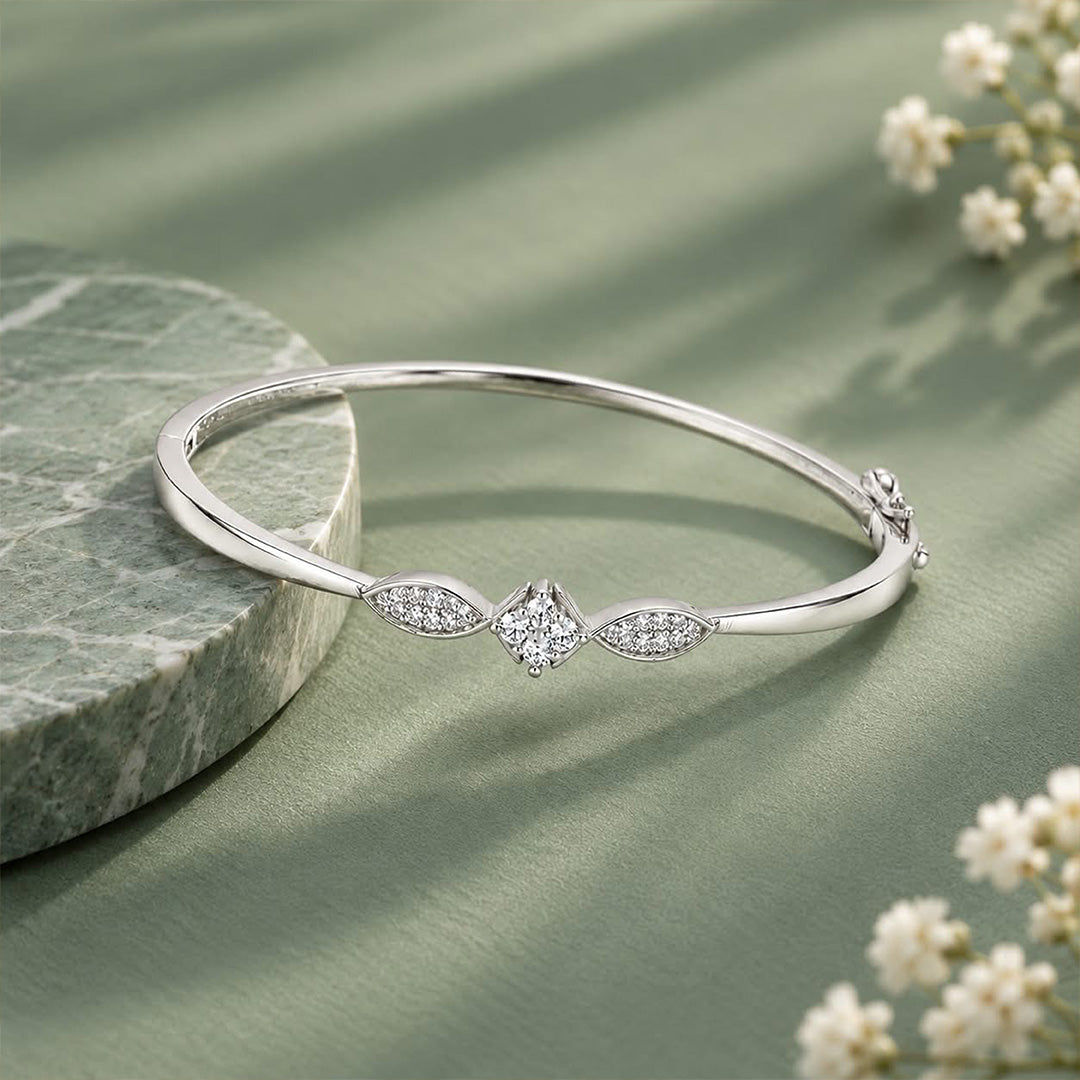 Shimmering Flower Cluster Sterling Silver Bracelet