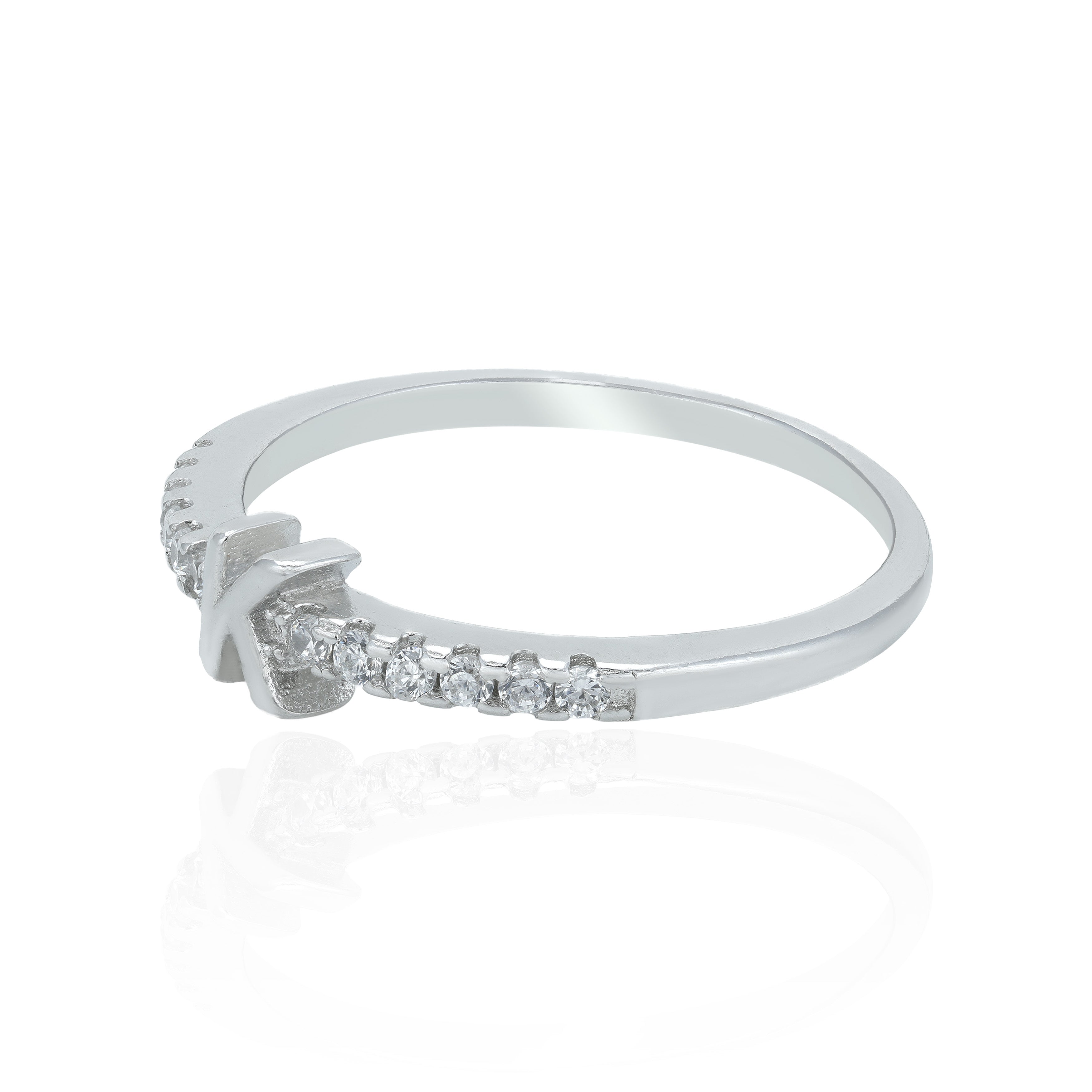 Shimmering K Initial 925 Sterling Silver Elegant Ring for Women
