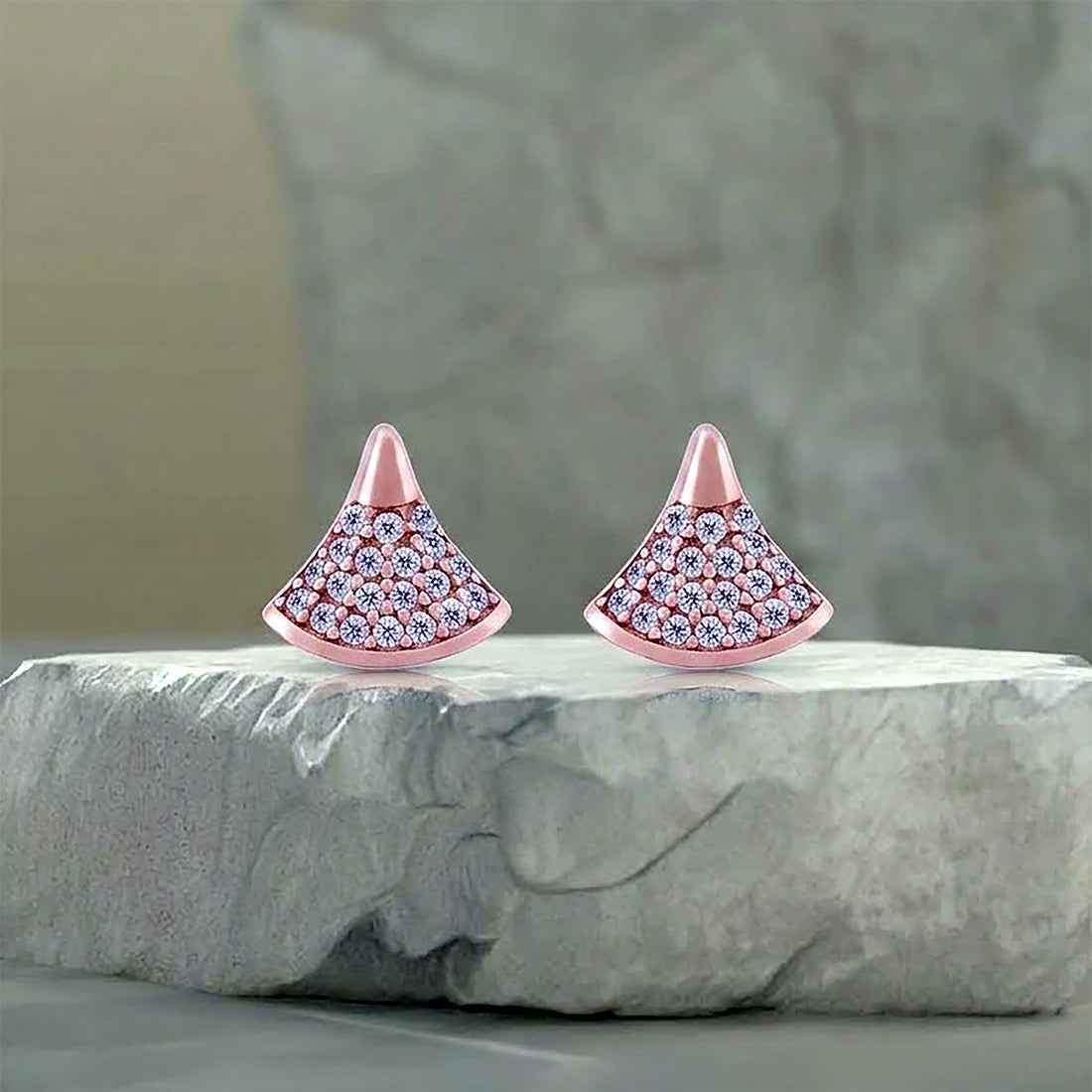 Shimmering Pavé Fan 925 Sterling Silver Earrings for Women