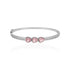 Shimmering Rhodium Plated 925 Triple Hearts  Pink Kada