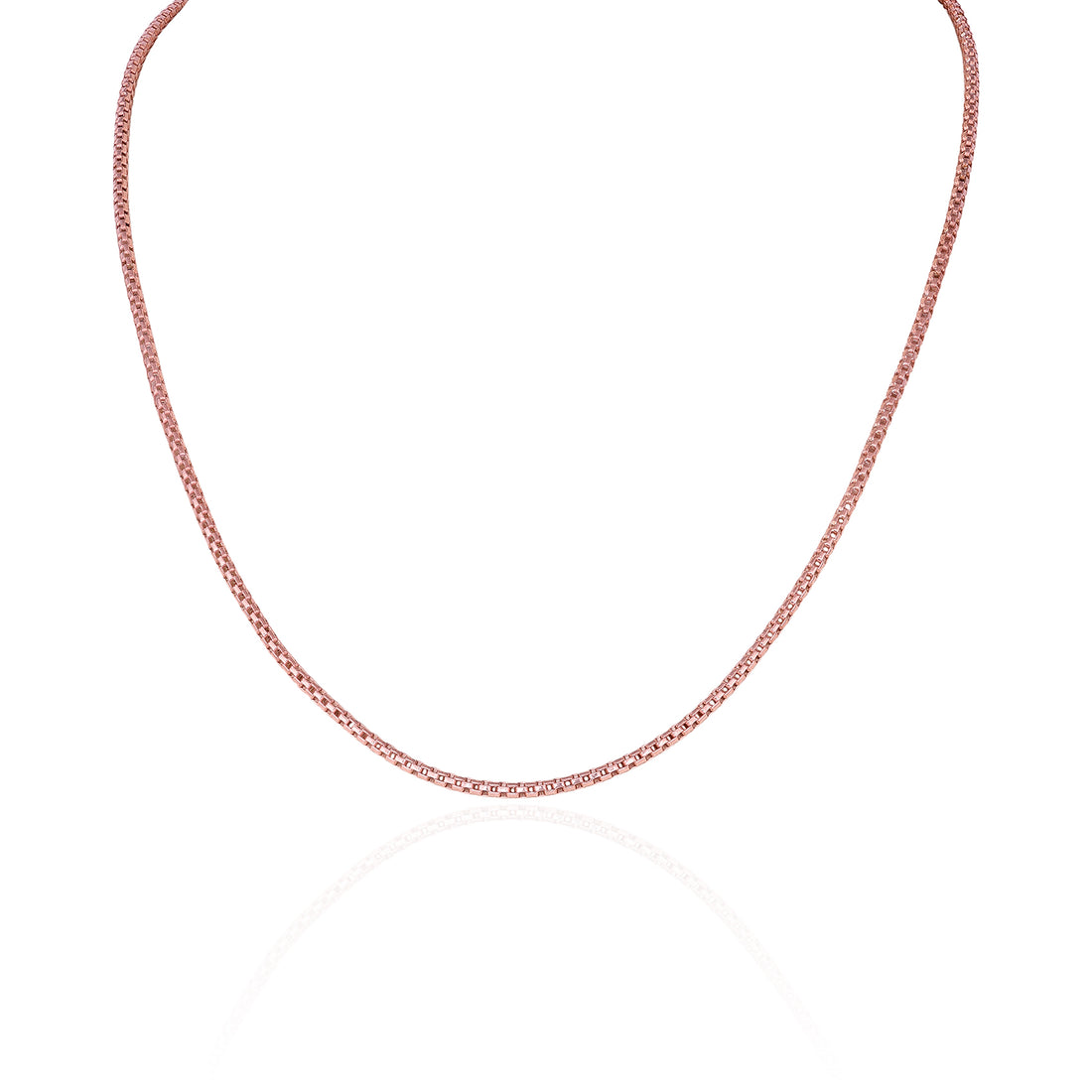 Shimmering Rose Tone 925 Sterling Silver Chain for Women