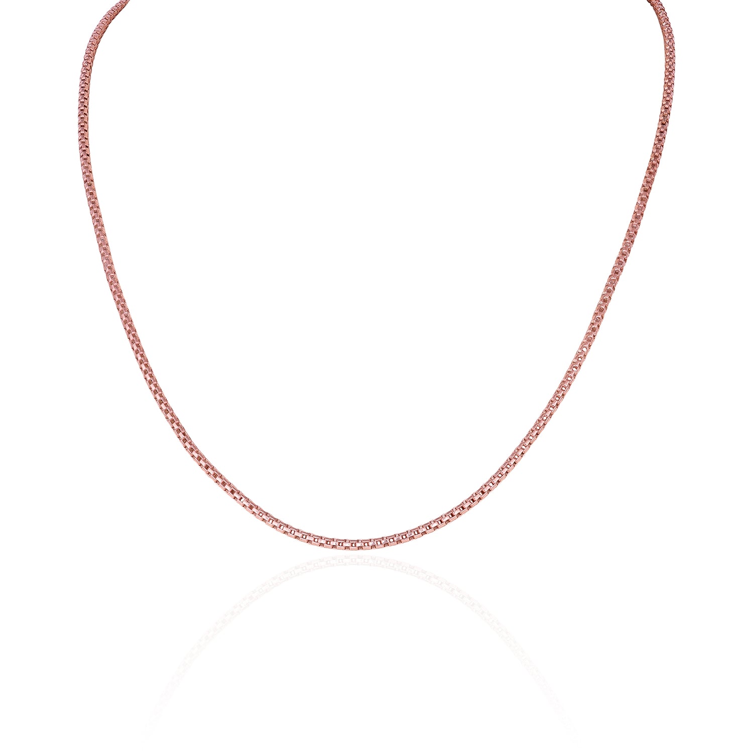 Shimmering Rose Tone 925 Sterling Silver Chain for Women