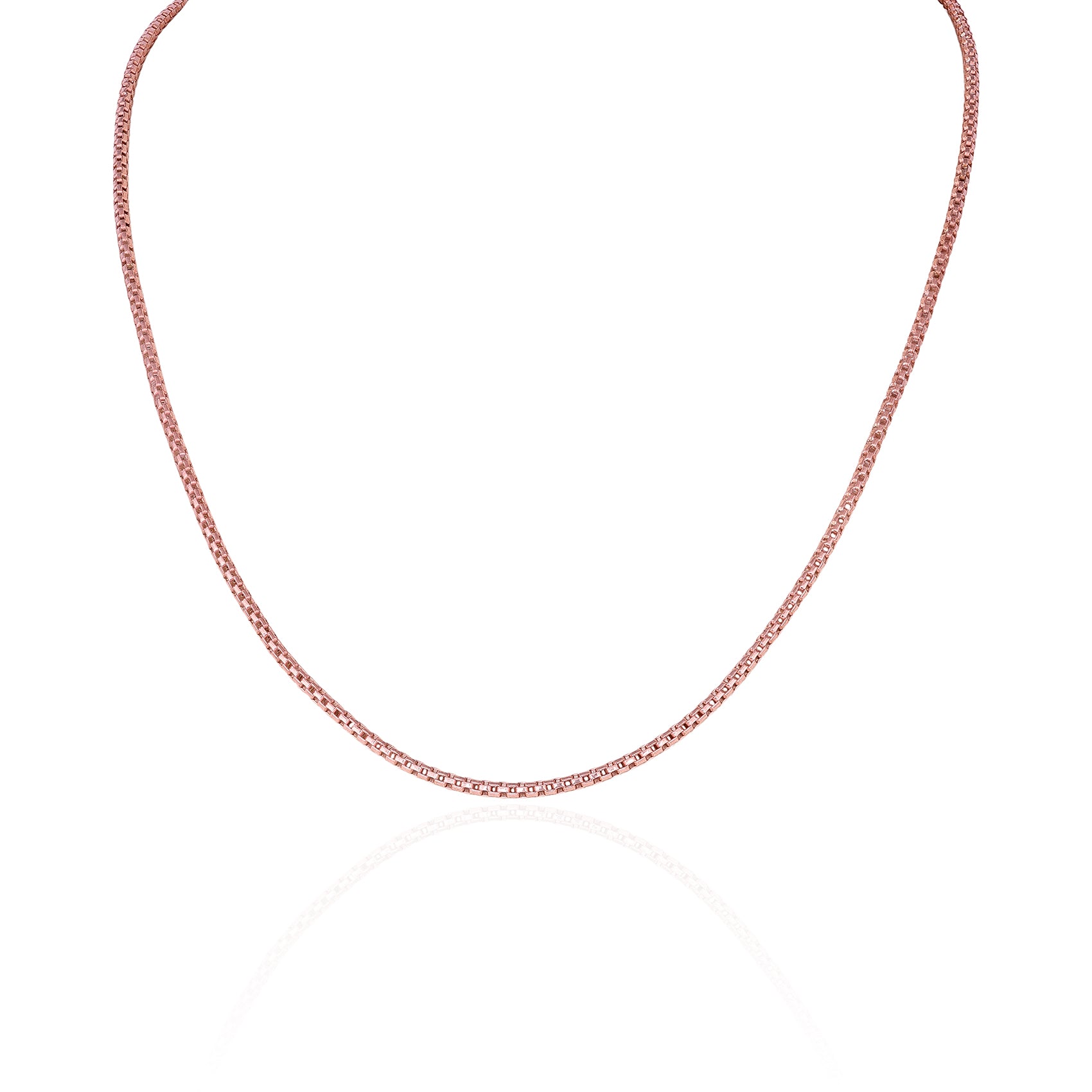Shimmering Rose Tone 925 Sterling Silver Chain for Women