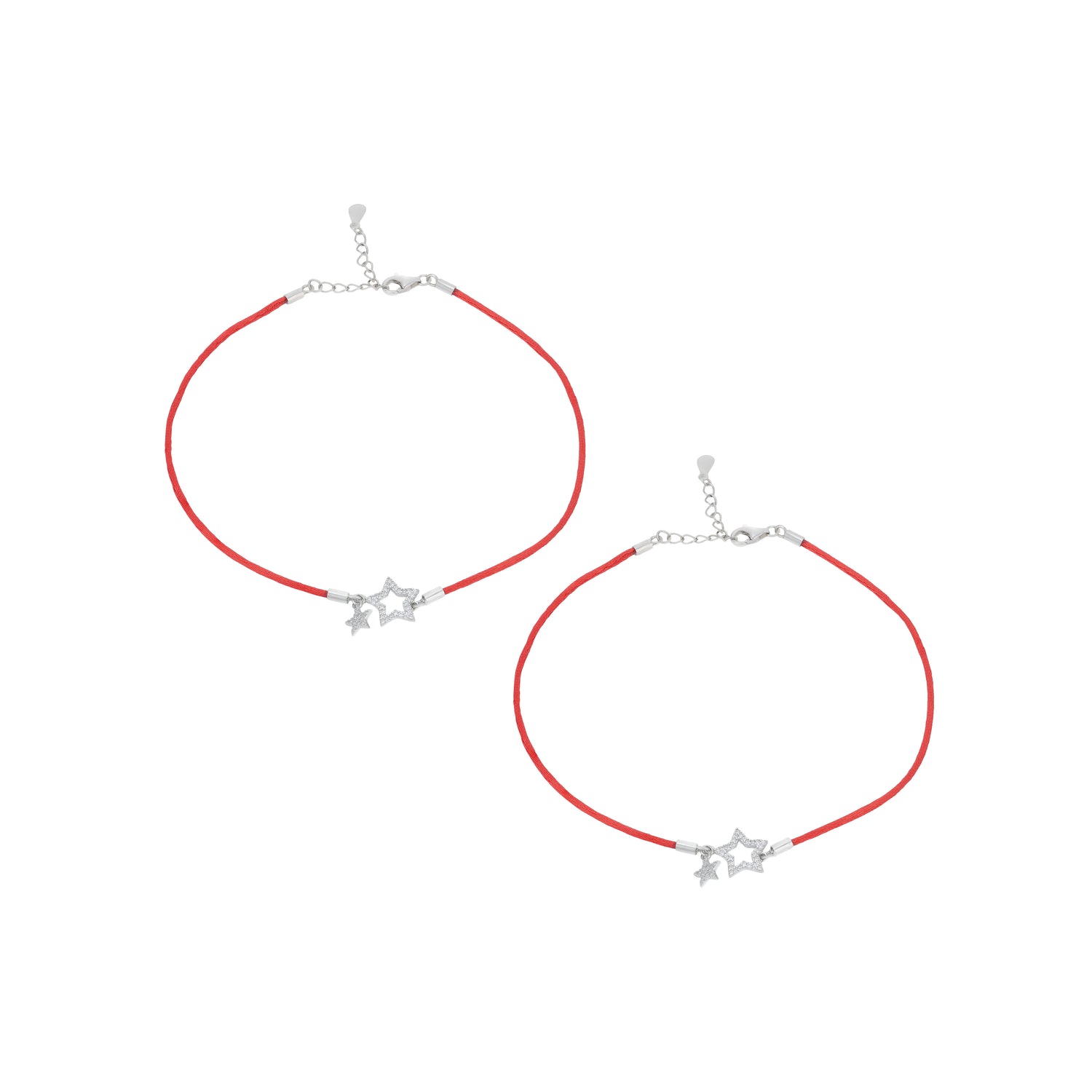 Shimmering Silver Star Charm Red Thread Anklet