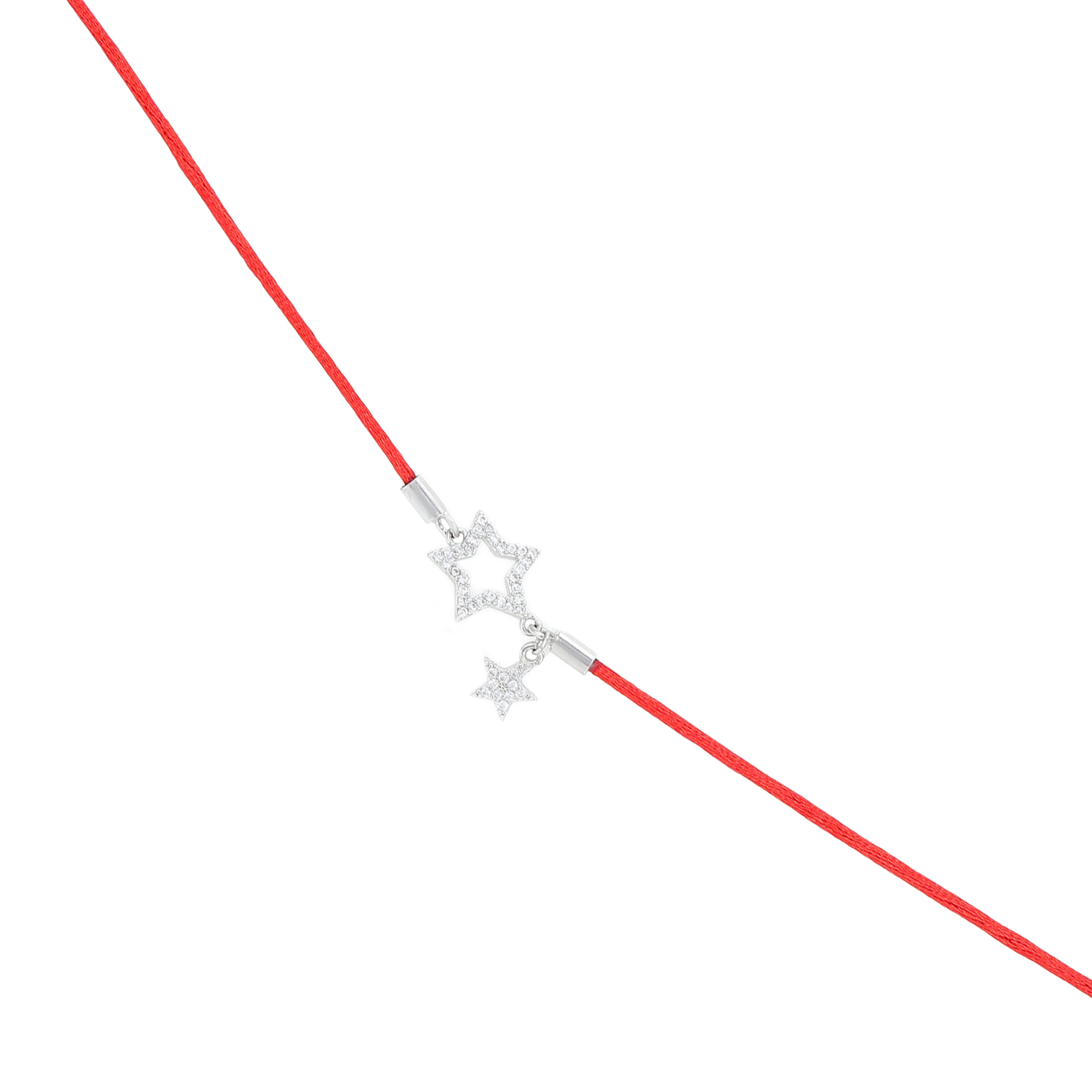 Shimmering Silver Star Charm Red Thread Anklet