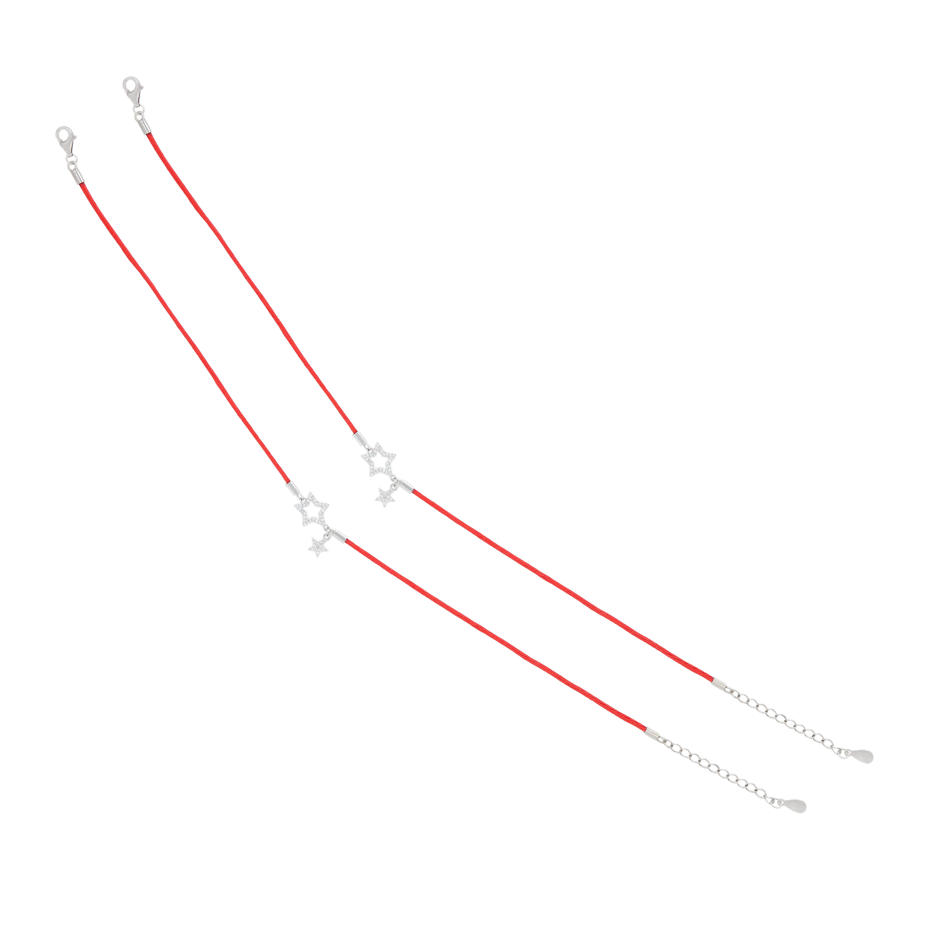 Shimmering Silver Star Charm Red Thread Anklet