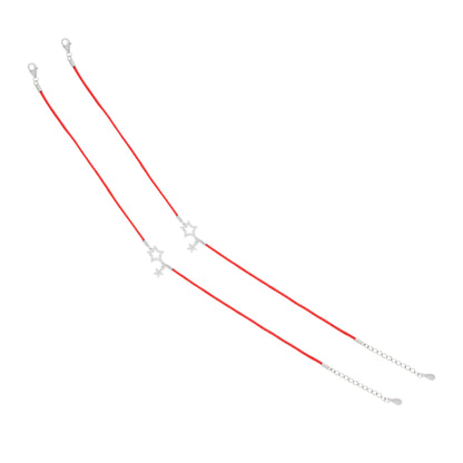 Shimmering Silver Star Charm Red Thread Anklet