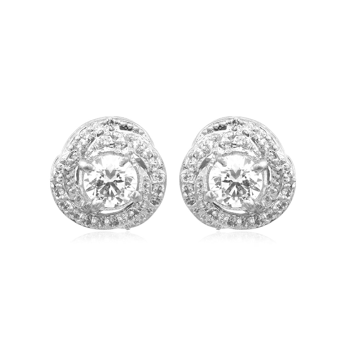 Shimmery Orb Rhodium Plated 925 Earring