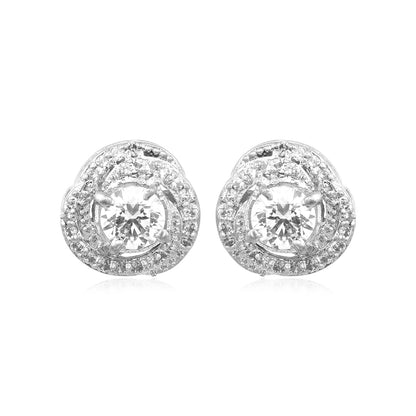Shimmery Orb Rhodium Plated 925 Earring