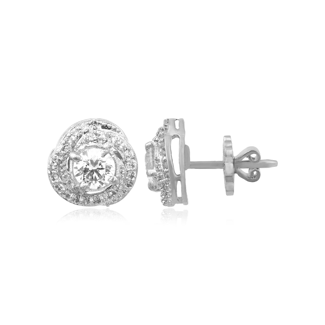 Shimmery Orb Rhodium Plated Earring