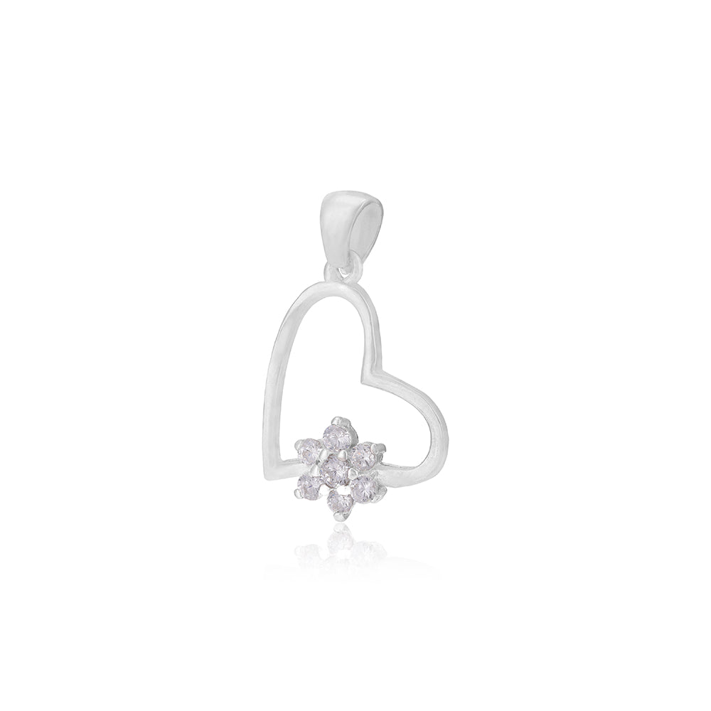 Shine Heart Rhodium Plated 925 Delicate Floral Pendants