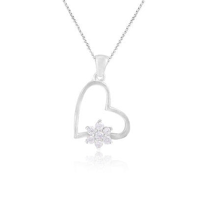 Shine Heart Rhodium Plated 925 Delicate Floral Pendants