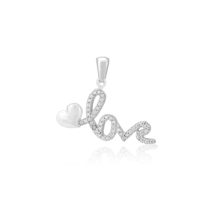 Shining Love Rhodium Plated 925 Inscribed Pendants