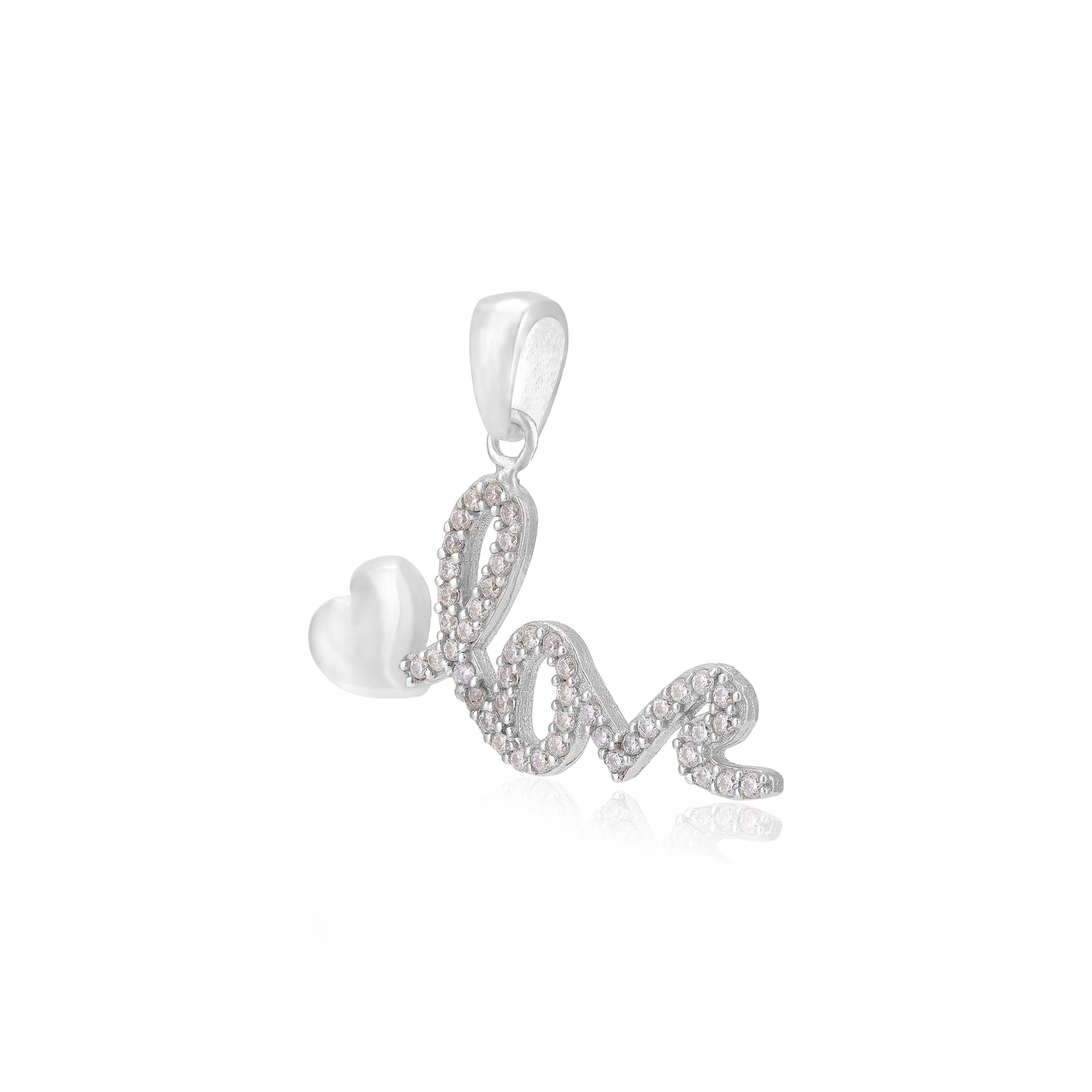 Shining Love Rhodium Plated 925 Inscribed Pendants