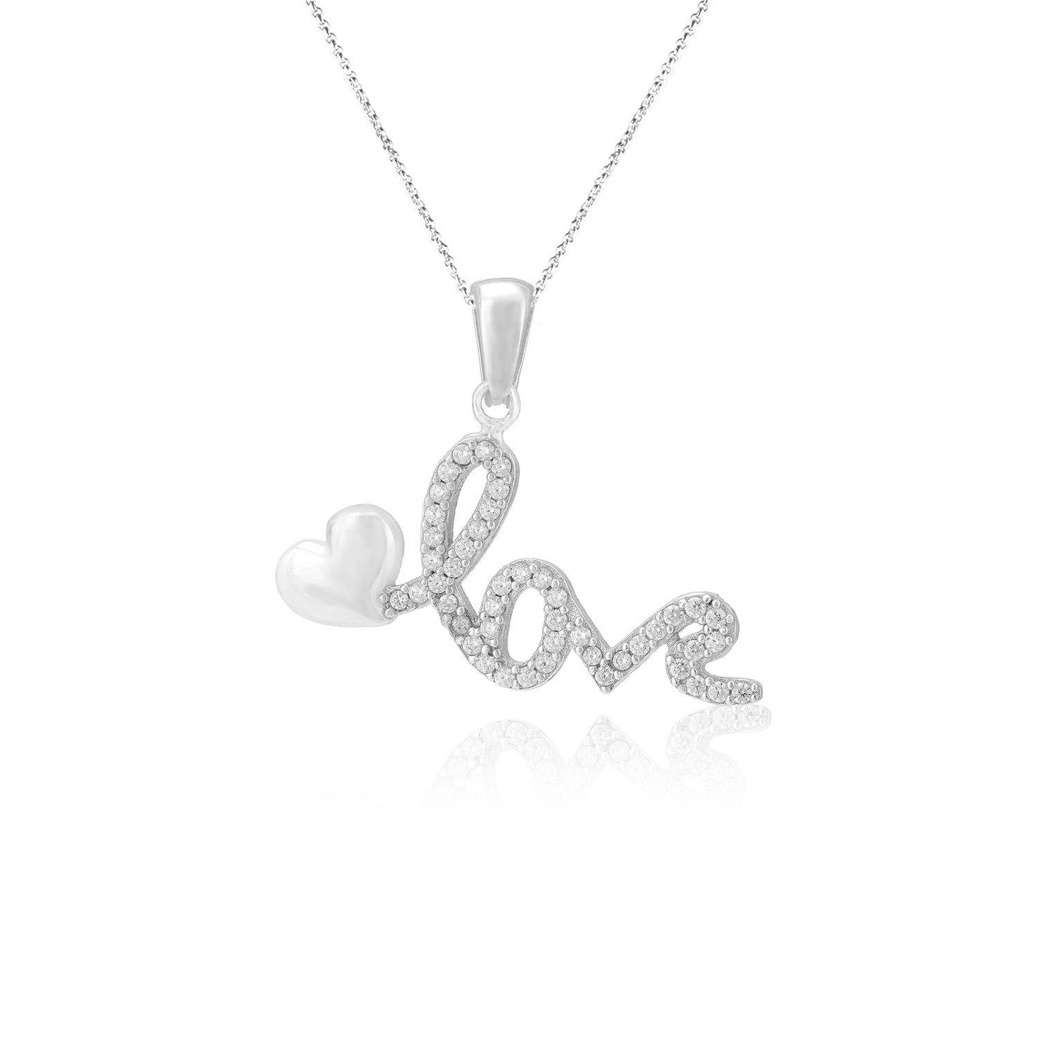 Shining Love Rhodium Plated 925 Inscribed Pendants