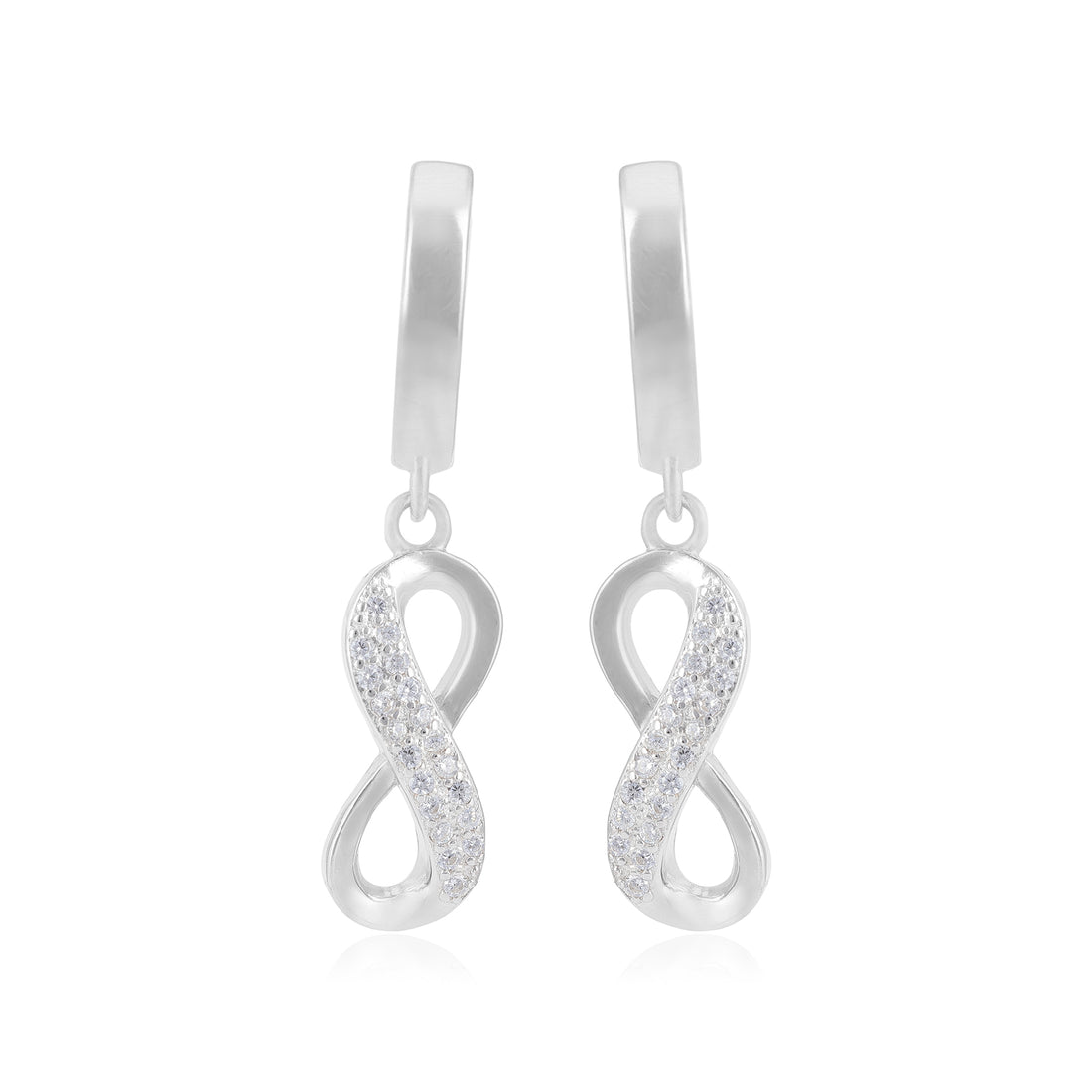 Shiny Sparkle Rhodium Plated Infinity Studs