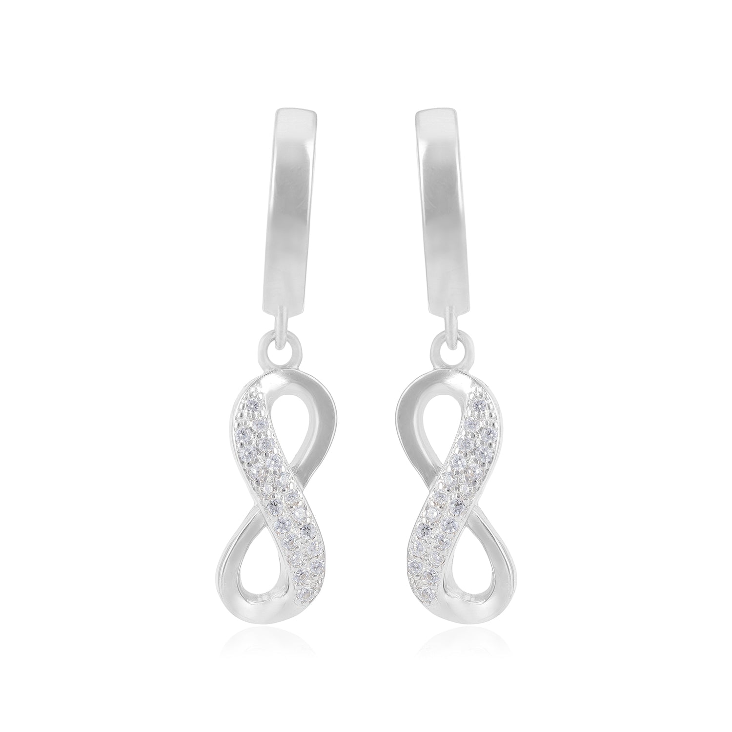 Shiny Sparkle Rhodium Plated Infinity Studs