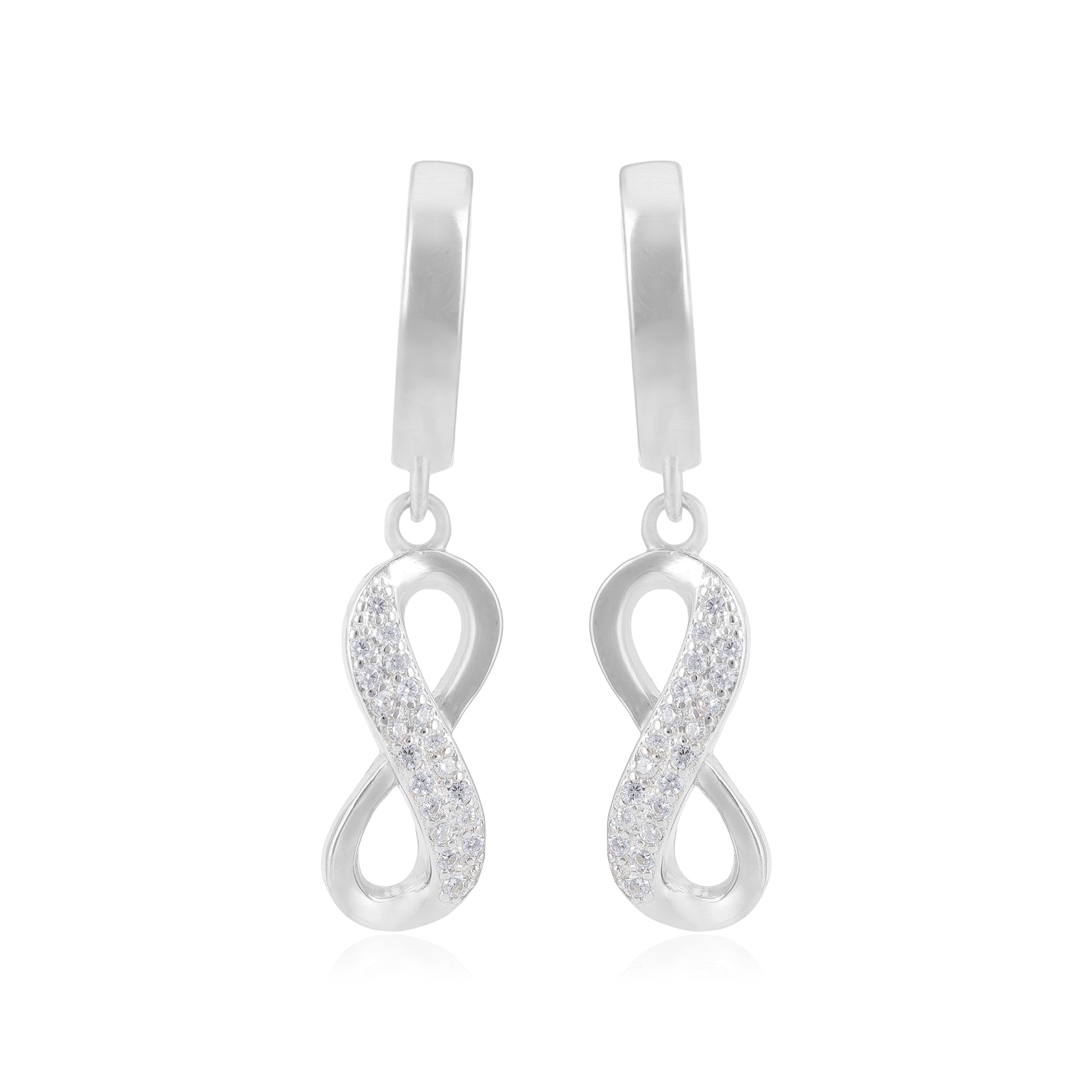 Shiny Sparkle Rhodium Plated Infinity Studs