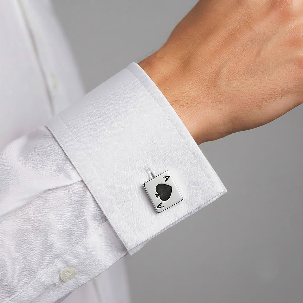 Silver Ace of Spades Poker Cufflinks