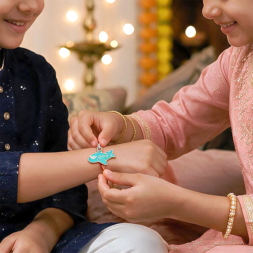 SilverAirplane Kids Rakhi Pendant