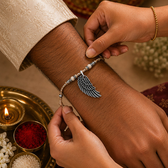 Silver Angel Wing Rakhi Pendant