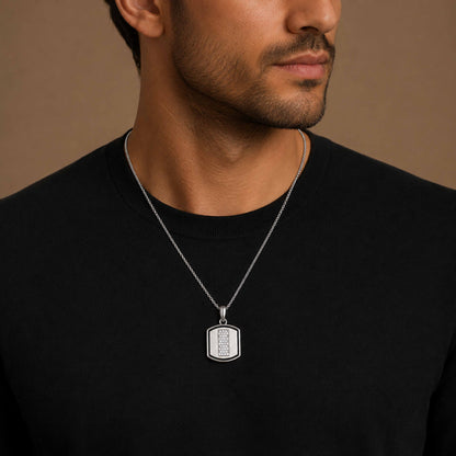 Silver Black Enamel Shield Rakhi Pendant