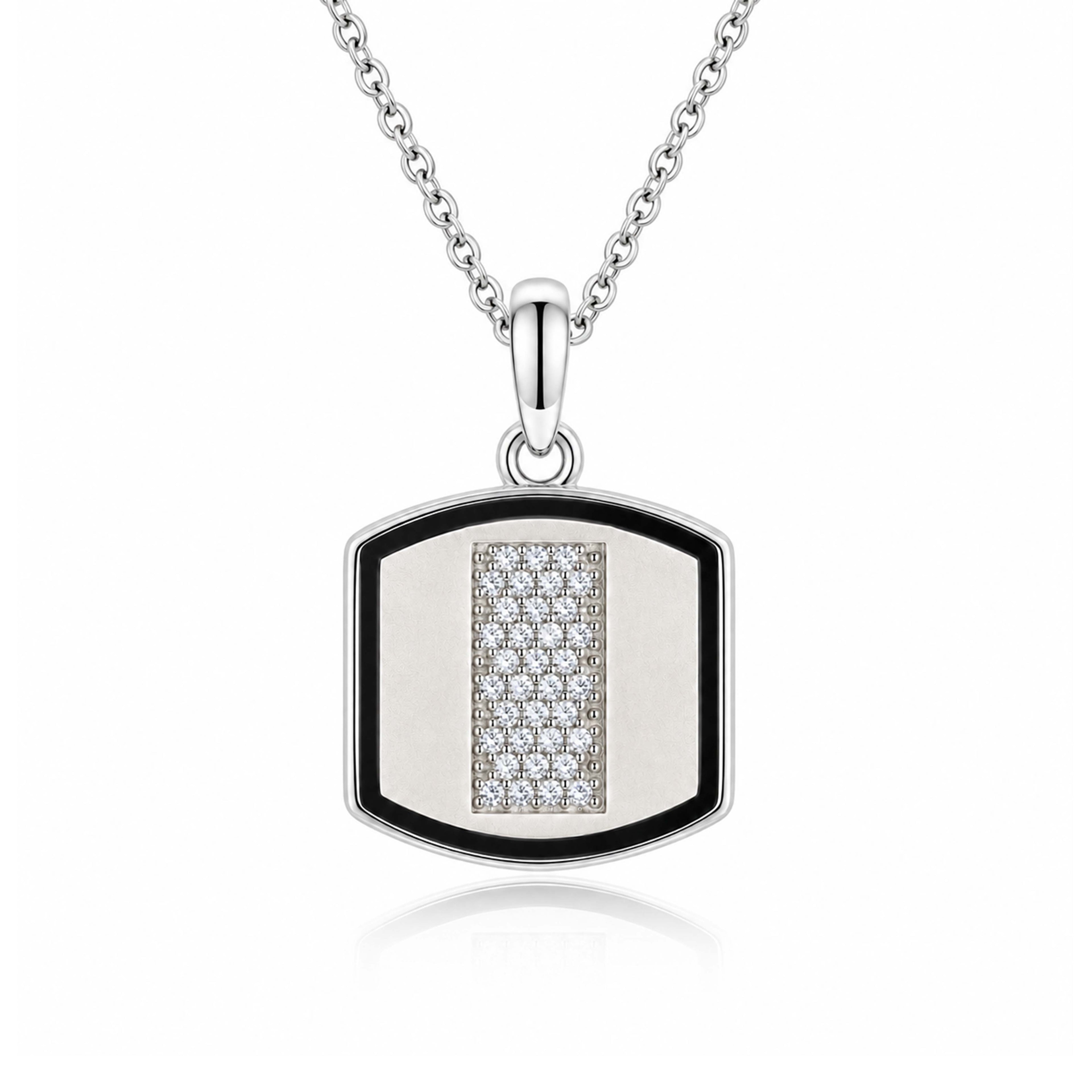 Silver Black Enamel Shield Rakhi Pendant