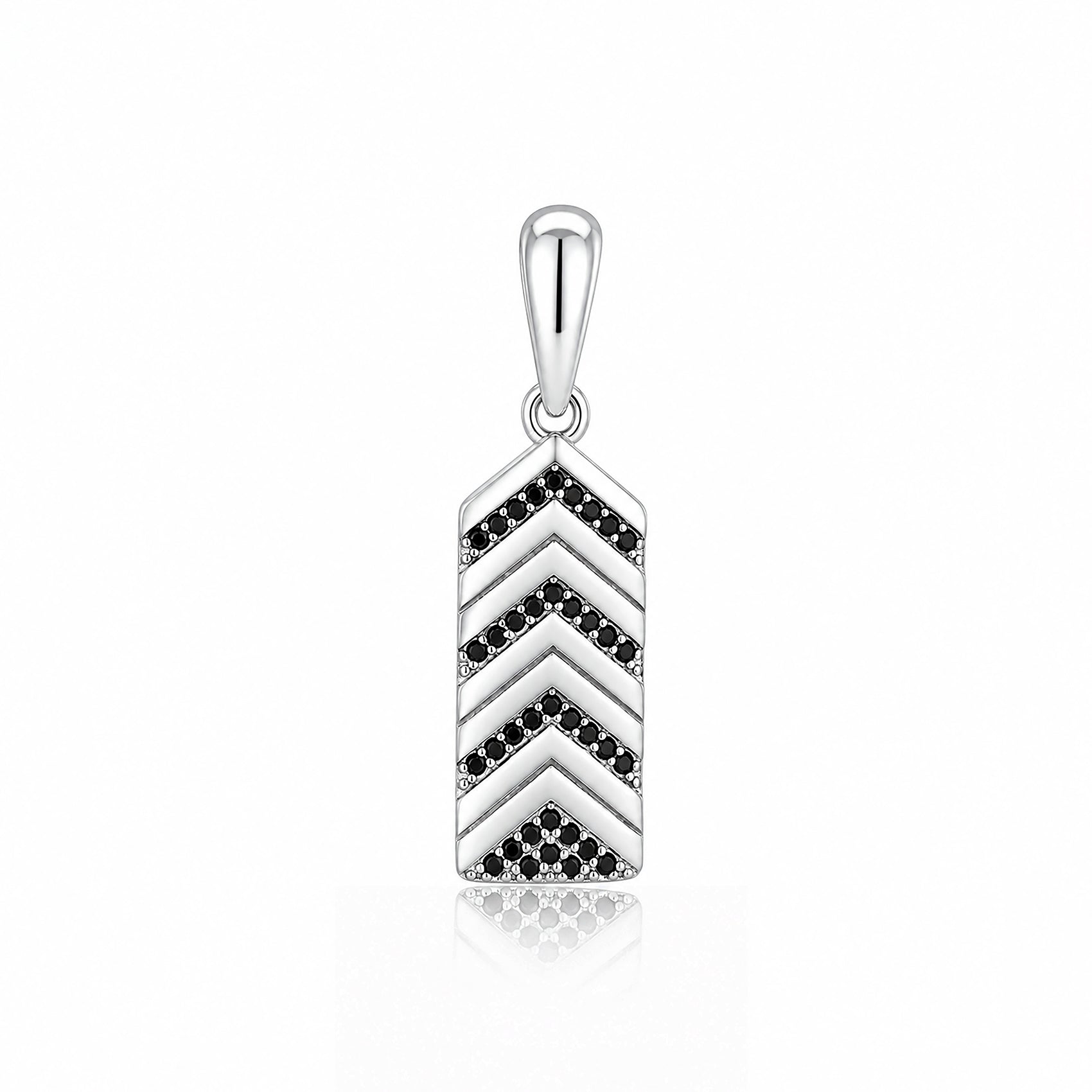 Silver Black Spinel Chevron Rakhi Pendant