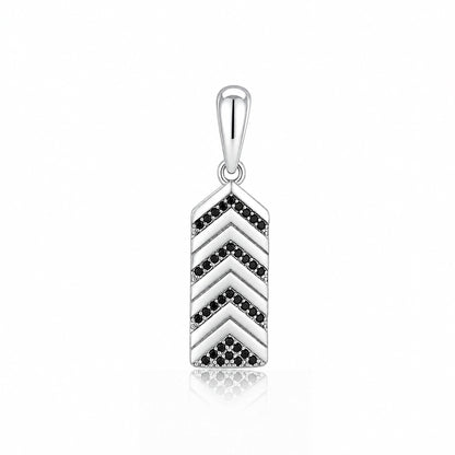 Silver Black Spinel Chevron Rakhi Pendant