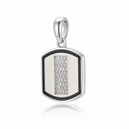 Silver Black Enamel Shield Pendant
