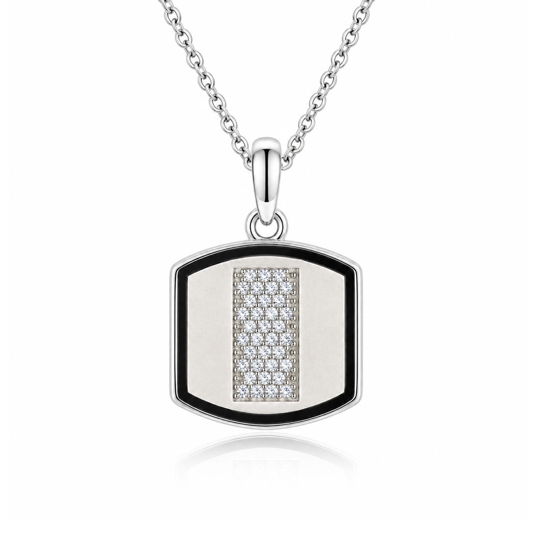 Silver Black Enamel Shield Pendant